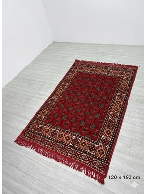 Bakırözü Home Pamuk Polyester Karışımlı Otantik Şark Köşesi Kilimi - Buhara Kırmızı Modeli Yıkanabilir Kilim