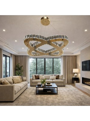 Kafkas 65LİK Birleşik Elips Gold Kristal Avize