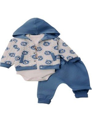 Gültekin Bebe Mini Pakel  Kapitone Kumaş Erkek 3 Lü Takım 3-12 Aylık -1366274 - Mavi