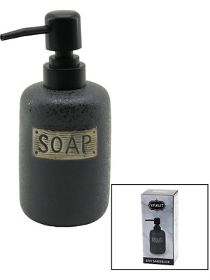 Go İthalat Kısa Antrasit Gri - Mat Desen Seramik Sıvı Sabunluk (3791)
