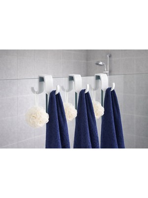 Home Duşakabin Cam Askılığı 3’lü Set, Delmeden Takılan Çift Taraflı Havlu & Lif Askısı
