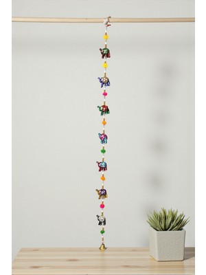 Hediye Fikri 7li Asmalı Fil Seramik Dekoratif Oda Kapı Zilli Biblo Süsü