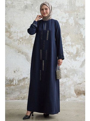 inStyle Gizli Patlı Taşlı Lacivert Ferace