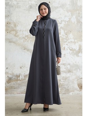 inStyle Sarmal Taş Detaylı Petek Antrasit Ferace