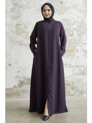 inStyle Taş Roba Detaylı Mürdüm Ferace