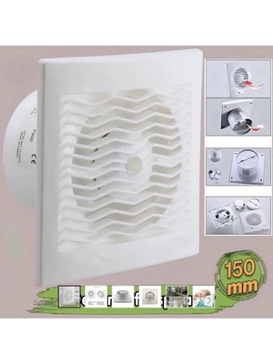 Hiva Elektrikli Wc Mutfak Büro Banyo Havalandırma 150 mm Aspiratör Fan