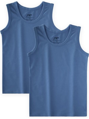 Cigit Ikili Geniş Askılı Atlet 2-11 Yaş Indigo Mavi