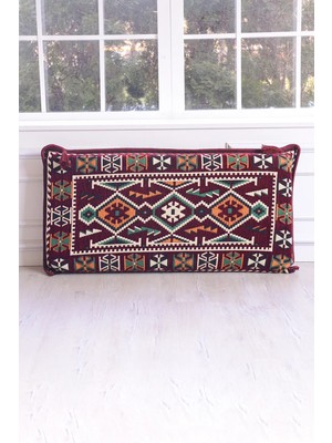 Bakırözü Home Şark Köşesi Takımı Sırt Dayama Yastığı Anadolu Bordo Modeli (Sünger Dahil) 42 x 92 x 10 cm