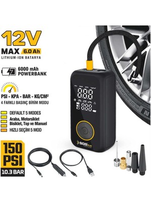 Sgs SGS5398 Şarjlı Hava Kompresörü 12V 6.0AH