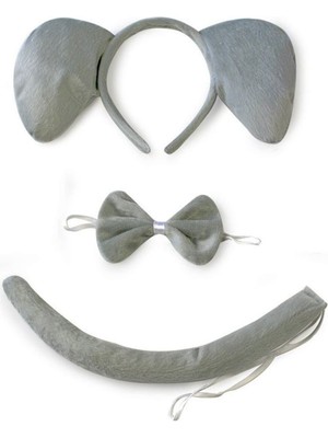 İsmiyle Al Fil Kostümü Aksesuar Seti 3 Lü - Taç Papyon Kuyruk (4172)