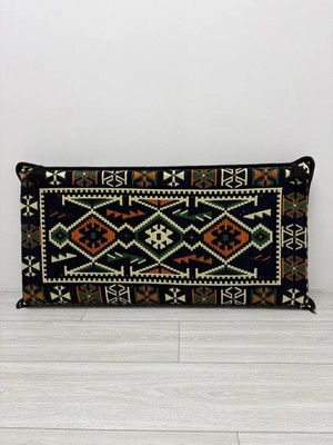 Bakırözü Home Lacivert Anadolu Modeli Şark Köşesi Takımı Sırt Dayama Yastığı 42 x 92 x 10 cm Çift Taraflı Pamuk Polyester