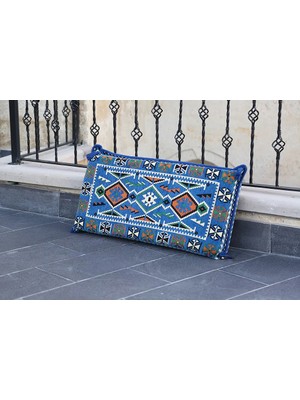 Bakırözü Home Şark Köşesi Takımı Sırt Dayama Yastığı Mavi Anadolu Modeli (Sünger Dahil) 42 x 92 x 10 cm