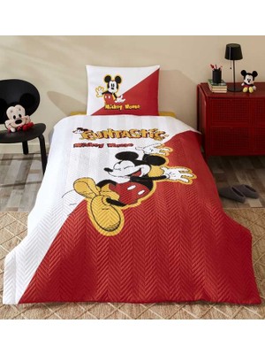 Özdilek Disney Kapitoneli Nevresim Takımı Tek Kişilik  Ranforce Krmz Mıckey Funtastıc