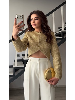 Elisin Metalik Iplikli Gold Düğme Ceket