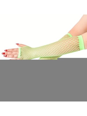 İsmiyle Al 80’ler 90’lar Retro Neon Yeşil File Parmaksız Eldiven 26 cm (4172)