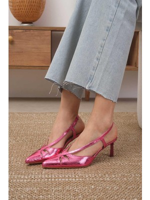 Mio Gusto Jolly Metalik Fuşya Renk Kadın Topuklu Ayakkabı