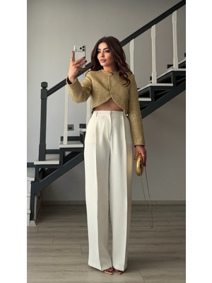 Elisin Beyaz Premium Palazzo Pantolon