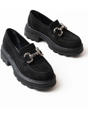 Aymood 745-773 Siyah Günlük Yüksek Tabanlı Loafer Ayakkabı