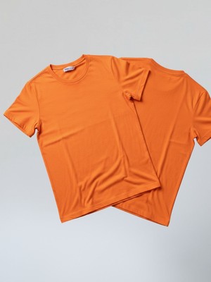 Trendseninle Unisex Turuncu Düz Tişört