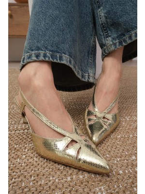 Mio Gusto Jolly Altın Renk Kadın Topuklu Ayakkabı