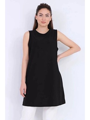 Tesettür Diyarı Sıfır Yaka Kolsuz Içlik- Siyah