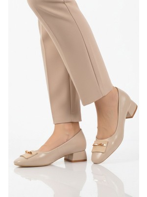 Ayakmod Bej Geniş Kalıp Kadın Topuklu Abiye Ayakkabı 608420 Z