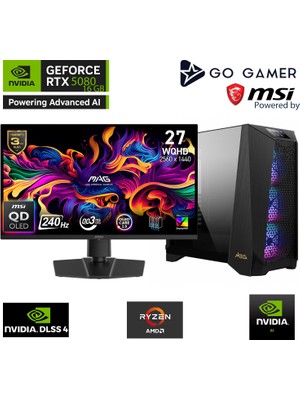 Go Gamer PS27D MSI Prospect / AMD Ryzen 9 9950X3D / X870 / 64GB DDR5 6000Mhz Ram / RTX5080 16GB / 2TB Gen5 NVMe SSD / 360mm Sıvı Soğutma / MSI 27" 2K OLED / AMD Gaming Paket