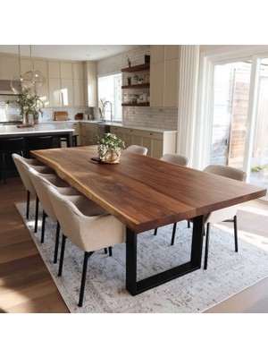 BRK Design Doğal Ahşap Çok Amaçlı Masa – Yemek, Çalışma ve Ofis Masası