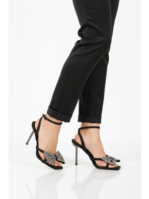 Ayakmod Siyah Ince Uzun Topuklu Kadın Abiye Ayakkabı 588001 Z