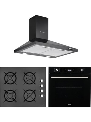 Eminçelik ve Afm Tech Marka / Burgo Siyah Turbolu  Ankastre Set (FM7700 + 12225  +1420 B60 Piramit)