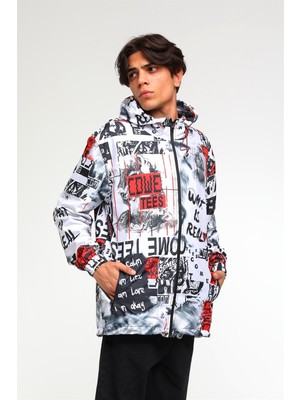 Rocqerx R-2103 Dumanlı Adam Baskılı Kapüşonlu Rüzgarlık Renkli Erkekler İçin Hafif ve Şık