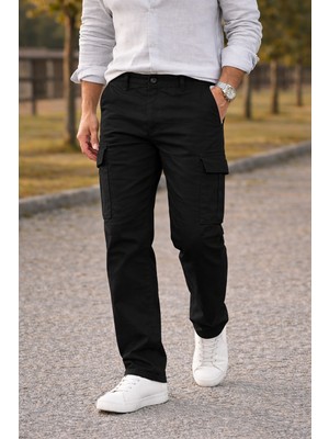 Comstar Erkek Premium Comfort Siyah Kargo Baggy Pantolon