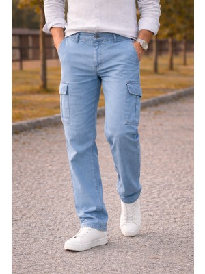 Comstar Erkek Premium Comfort B.mavi Kargo Baggy Pantolon