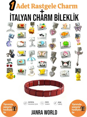 Janra World 1 Adet Rastgele Charm + Italyan Charm Bileklik Seti | Sürpriz Hediye Ile Birlikte