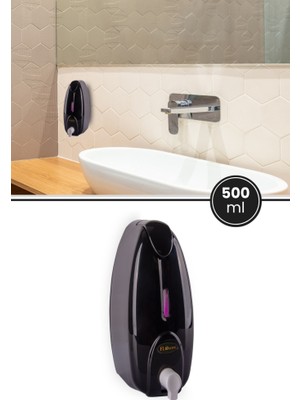 Flosoft F160S Pratik Kapaklı Siyah Köpük Verici 500 Ml, Duvara Monte Ekonomik Köpük Sabun Dispenseri