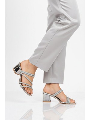Ayakmod Gümüş Taşlı Özel Gün Davet Kadın Topuklu Abiye Ayakkabı 643332 Z