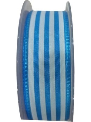 Akıllı Durak Tafta Çizgi Desen Kurdele 25 mm Mavi 10 Metre
