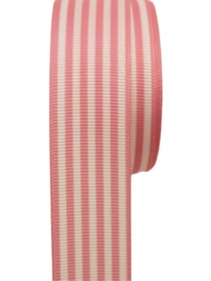 Akıllı Durak Tafta Çizgi Desen Kurdele 25 mm Pudra 5 Metre