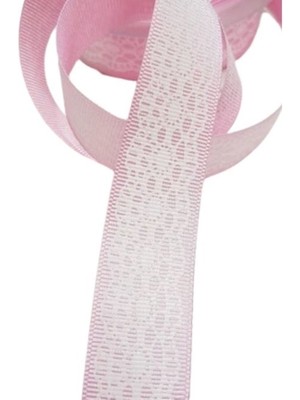 Akıllı Durak Tafta Dantel Görünümlü Kurdele Pembe 25 mm 5 Metre