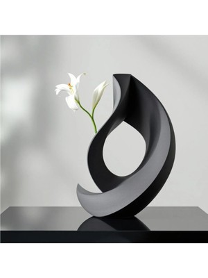 Modern Soyut Dekoratif Vazo | 3D Baskı Pla Plastik | Mat Siyah | 50X72X103 mm