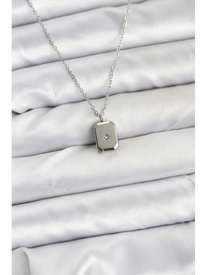 Belle Fusion Mey Ithalat® 316L Çelik Zincir Gümüş Renk Minimal Kutup Yıldızı Model Kadın Kolye