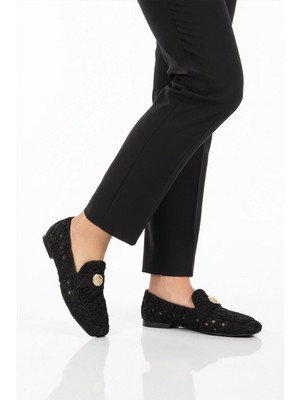 Ayakmod Siyah Anorak Hafif Esnek Kadın Babet Ayakkabı 666157 Z