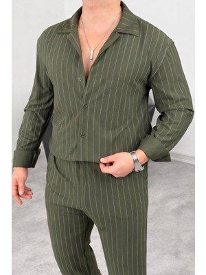 Kastrioti Old Money Çizgi Desenli Krep Kumaştan Gömlek