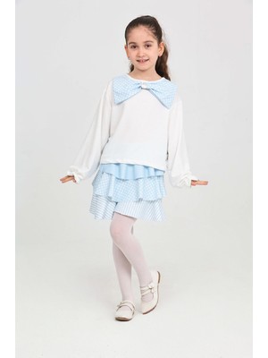 Modanino Kız Çocuk 2'li Elbise -Kat Kat Etekli ve Fiyonk Detaylı 3-12 Yaş 12520