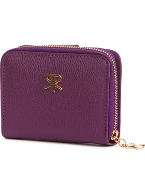 Adelina Bags Kadın Yumuşak Dokulu Küçük Mor Cüzdan