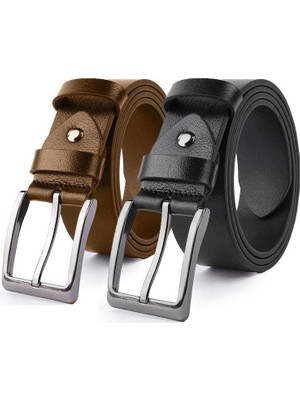 MIPEK DERI 2li 100 % Hakiki Deri Kot Kumaş Kanvas Pantolona Uyumlu Kemer