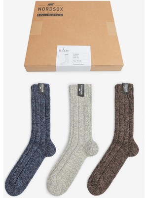 Alaska The Last Frontier Premium Örme Erkek Kışlık Yün Bot Çorabı 3'lü Kutu