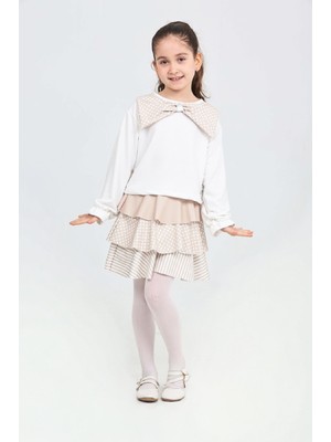 Modanino Kız Çocuk 2'li Elbise -Kat Kat Etekli ve Fiyonk Detaylı 3-12 Yaş 12520