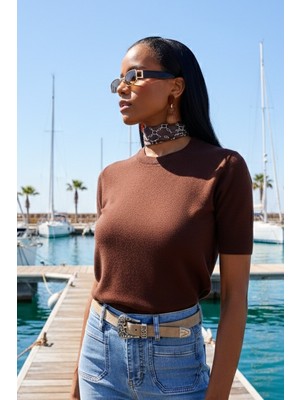 5in1Canpolat Kahverengi Kısa Kol Triko 4581