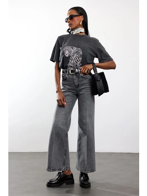 5in1Canpolat Füme Yüksek Bel Wide Leg Jean